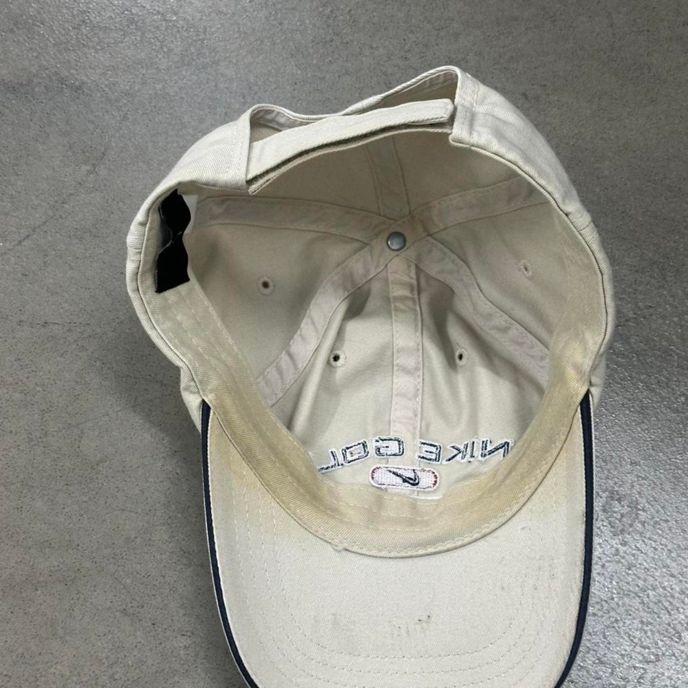 Vintage Y2K Nike Golf Authentic Brand Strapback Dad Hat Cap Cream Khaki - Picture 7 of 8
